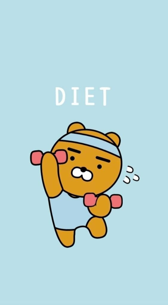 Ảnh nền điện thoại cute chú gấu quyết tâm tập thể dục để giảm cân