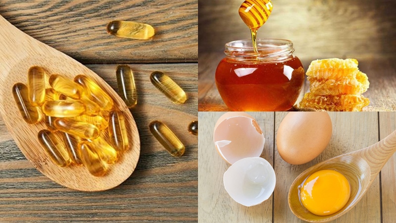 Vitamin E, mật ong và lòng đỏ trứng gà